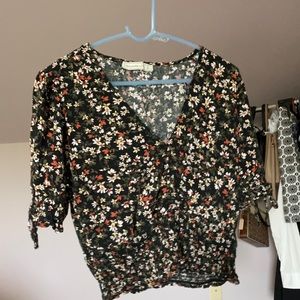 Abercrombie black floral blouse